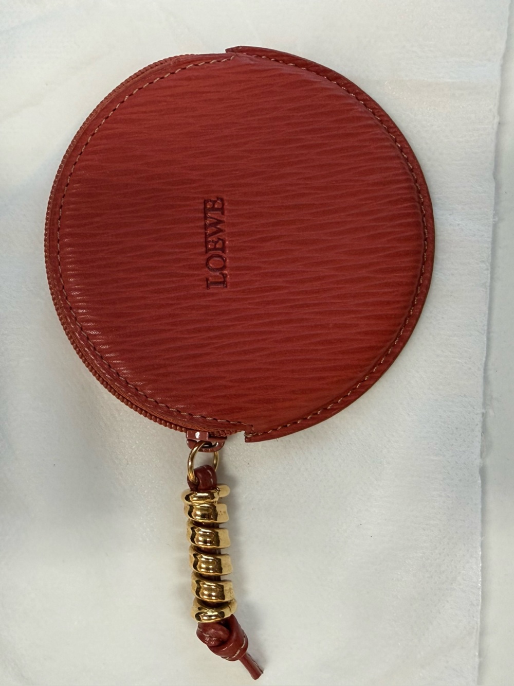 Loewe Rare Vintage Round Leather
Coin Purse Dark Red